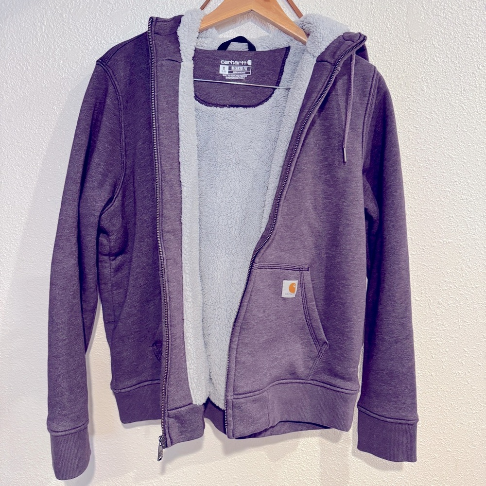 WOMEN'S RELAXED FIT MIDWEIGHT SHERPA-LINED FULL-ZIP SWEATSHIRT